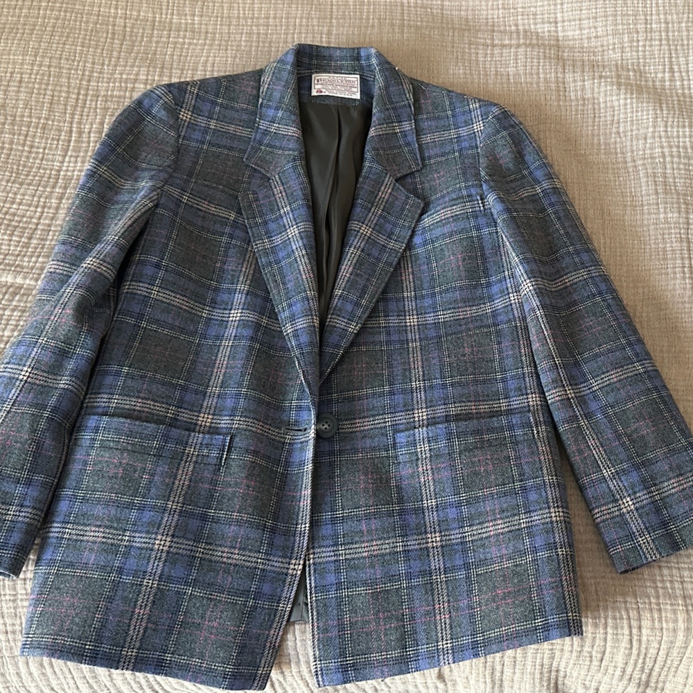 Pendleton Petite Wool Jacket in Gray and Pink - image 1
